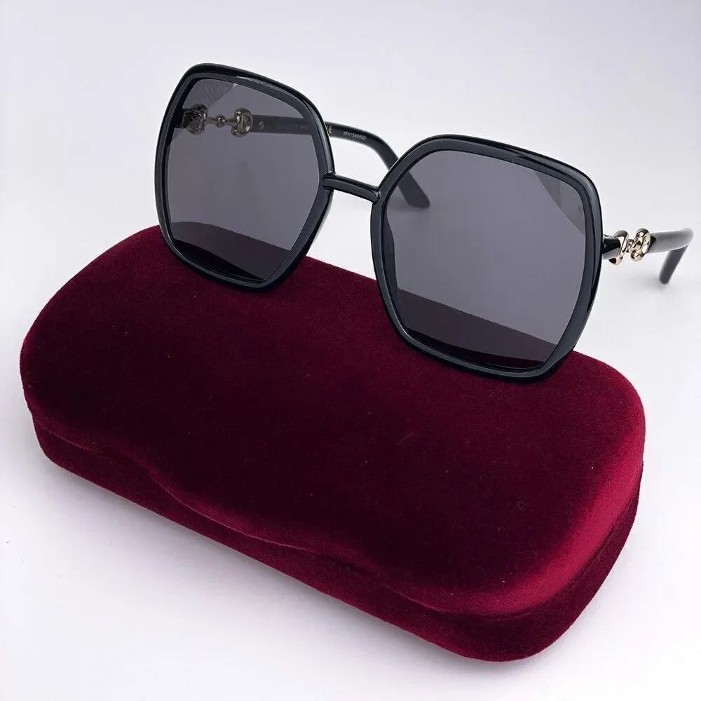 SALE! NEW Gucci GG0890S 001 Black Grey Square Oversized Women Sunglasses - Picture 1 of 11